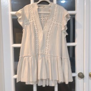 Free People oversized top in ivory with thin black stripe